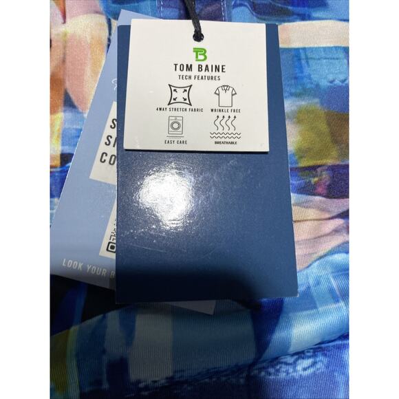 Tom Baine Shirt Mens Large Sky Blue Polo Golf Four Way Stretch Wrinkle Free New - Picture 6 of 11